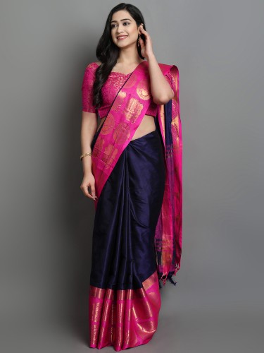 Dark Blue Sarees - Buy Dark Blue/ Navy Blue Sarees Online at Best Prices In  India