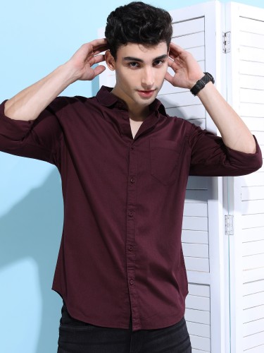 Party wear hot sale maroon shirt