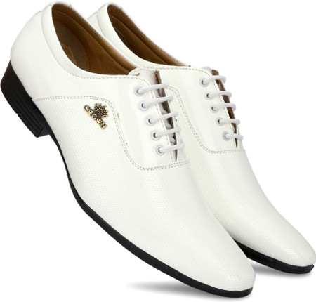 Chic Mens White Lace Up Pointed Toe Block Low Heel Wedding Dress Formal  Shoes # | eBay