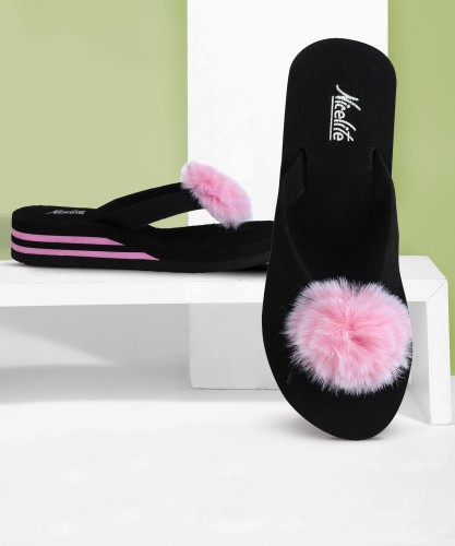 Slippers with fur on sales top