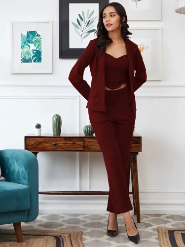 Buy Red Wine Suit for Women/three Piece Suit/top/womens Suit/womens Suit  Set/wedding Suit/ Womens Coats Suit Set Online in India 