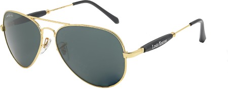 Buy Louis Kouros Cherokee Aviator Classic 4414 sunglasses | Gold Frame |  Black Lens | Mirror Lens | 400 UV Protected | For Men & Women | Medium at