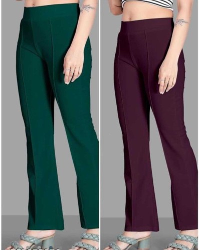 UDLTR1 Ladies bootleg trouser with drop waist styling.