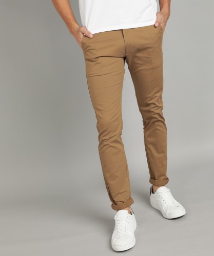 Buy Routeen Mens Cosmo Brown Slim Fit Casual Chinos Trousers Pants Online   619 from ShopClues