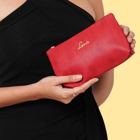 Buy Lavie Women Navy Blue & Red Colourblocked Textured Three Fold Wallet -  Wallets for Women 2247247