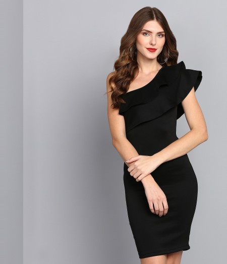 One shoulder one outlet piece dress