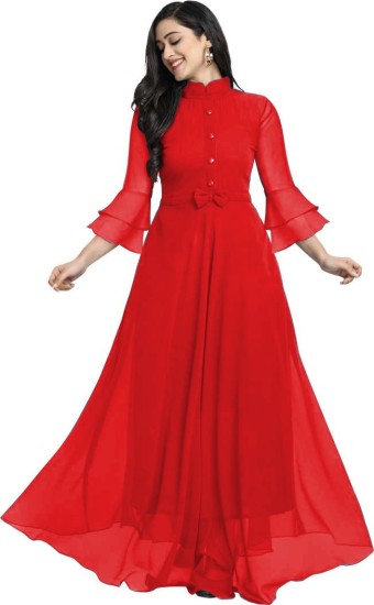 Red colour sales long gown