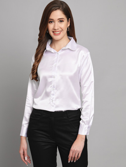 White satin shirts for ladies top