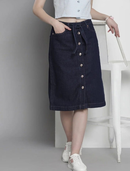 Womens Knee Length Denim Skirt Buy Womens Knee Length Denim