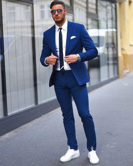 Dark blue coat suit sale