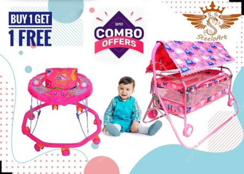 STEELOART Blue cradle +walker in one pack for our new born