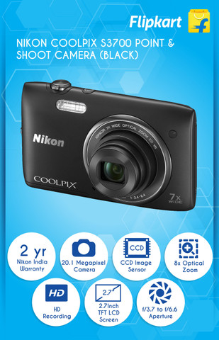 Flipkart.com | Buy NIKON S3700 Point & Shoot Camera Online at best