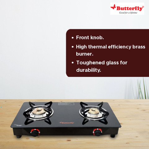 Butterfly byButterfly Duo Gas Burner Glass Manual Gas Stove