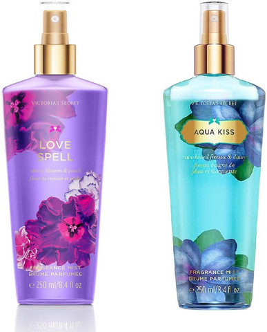 Victoria's Secret Fragrance Body Mist Set Aqua Kiss And Love Spell
