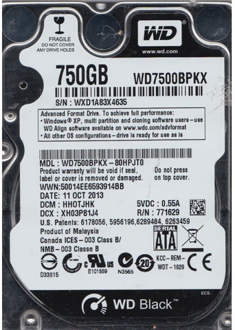 WD SATA 750 GB Laptop SATA Internal Hard Disk Drive (HDD