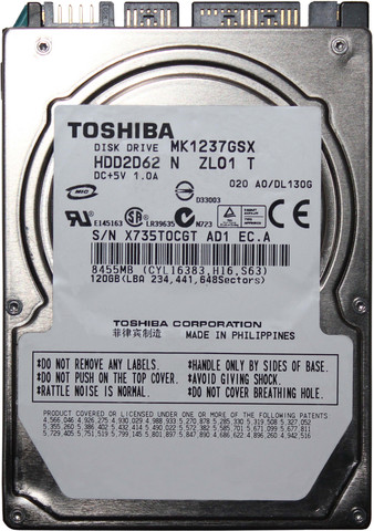 TOSHIBA MK1237GSX 120 GB Laptop SATA Internal Hard Disk Drive (HDD