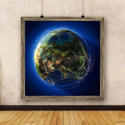 Artzfolio Highly Detailed Planet Earth Framed Wall Art Painting