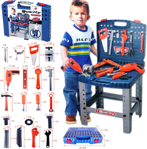 TOYSHINE Kids 69 Piece Toy Tool Kit Play Set Portable Folding Work