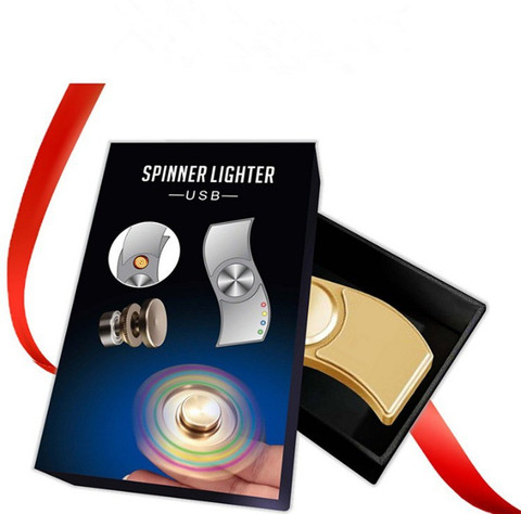 Rechargeable Lighter Fidget Spinner Cigarette Lighter HOMIES, Small- Leaf  Red Leather Cigarette Lighter, Fingertip Spinner With