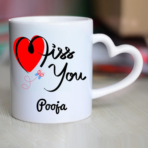 CHANAKYA I Miss You Pooja Heart Handle mug Ceramic Coffee Mug