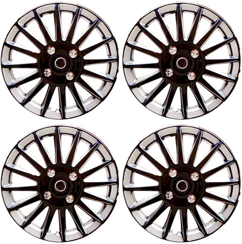新品◯caph AUTO PEARL Premium Quality Car Full Caps Black and Silver 14