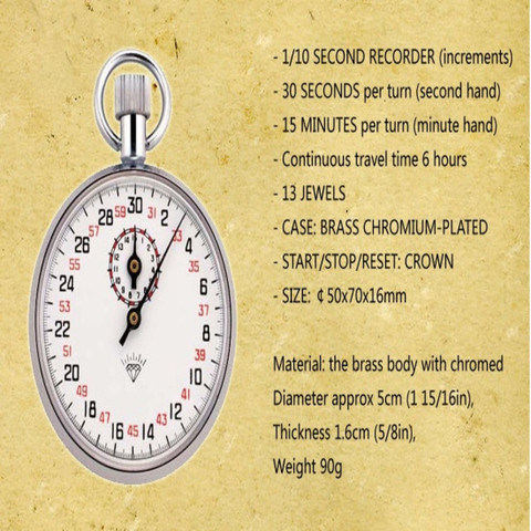 BALRAMA 1/10 Second Recorder Diamond Stopwatch 504 Mechanical Watch ...