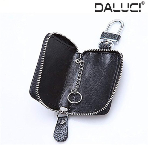 DALUCI Unisex PU Leather Car Key Holder Wallet Pouch Purse with