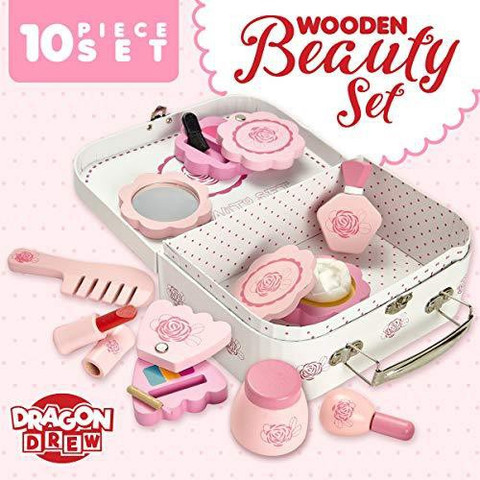 Dragon Drew Wooden Toy Beauty Set ? 10 Piece Kit - Girls Salon Set