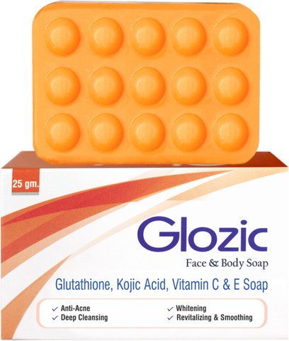 Glozic Glutathione, Kojic Acid & Vitamin C Soap ( 5 X 25 gm , 125 gm ) -  Price in India, Buy Glozic Glutathione, Kojic Acid & Vitamin C Soap ( 5