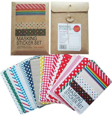 AllyDrew Masking Sticker Set, 27-Sheet, 3.9 by 2.5 inch - Masking