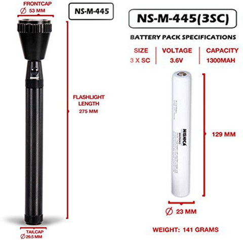 NISHI NISHICA NS-M-445 Long Beam Waterproof Rechargeable Metal LED