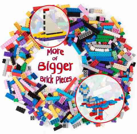 Scs Direct Building Bricks - 500 Pc Big Bag Of Bricks Bulk Blocks With ...