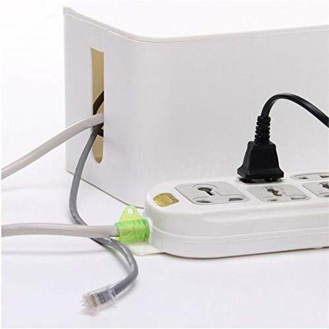 Fenteer Cable Management Box - Hide Power Strips & Cords, Wooden Lid, White, 3 Sizes (Small, Medium, Large)