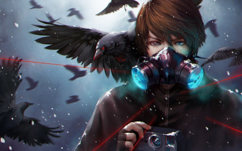 gas mask anime wallpaper