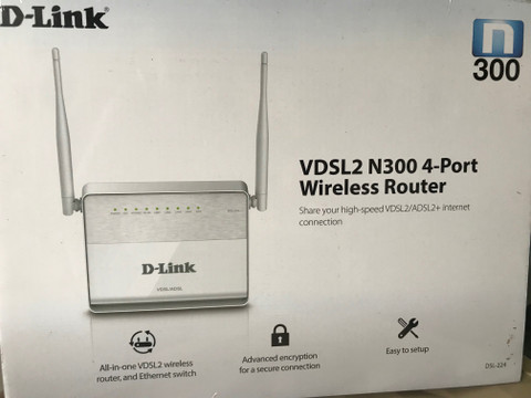 d。 D-Link DSL-224 Wireless Router 2.4 GHz 300 Mbps Wifi Speed Single