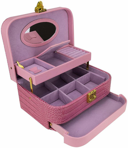 ZEVORA Travel Vanity Box Light Pink Makeup box, Jewellery
