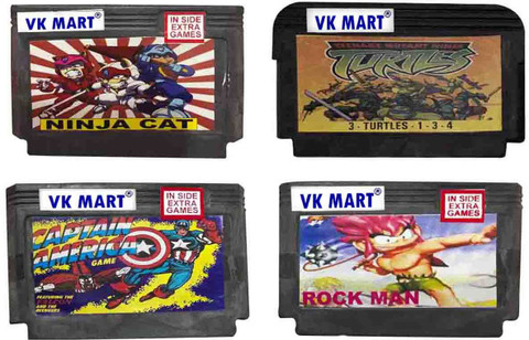 VK MART 8 Bit Tv Video Game Cassettes Like Ninja Cat, Turtles