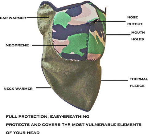 NIKROKZ Army Warm Mask WARM/BREATHABLE ARMY PRINT HALF FACE MASK