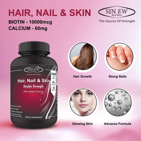 SINEW NUTRITION Biotin 10,000mcg (Vitamin B7 for Hair, Skin
