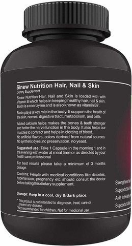 SINEW NUTRITION Biotin 10,000mcg (Vitamin B7 for Hair, Skin