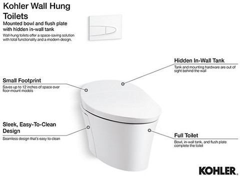 KOHLER K-75708IN-0 Wall Hung Toilet with Quiet Close seat Cover in ...