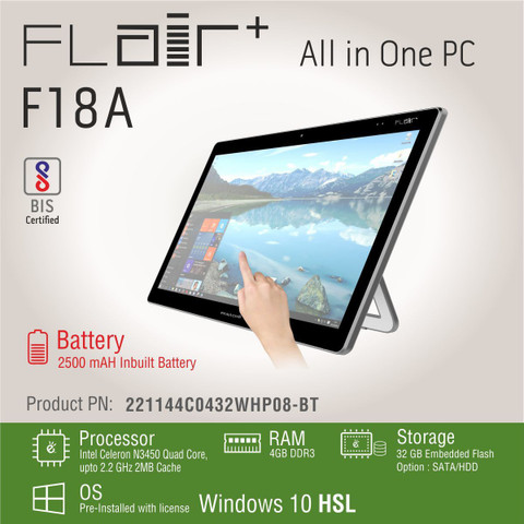 Panache TOUCH SMART Celeron Quad Core (4 GB DDR3/Windows 10 Home/1