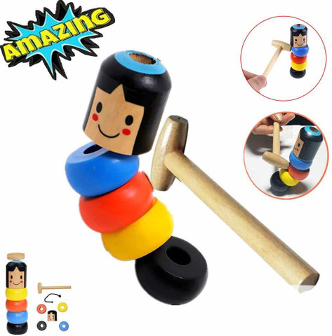 Jouet Magique Daruma En Bois – Homme Incassable, 10 Cm, Pour Enfants Et Adultes, Avec Instructions