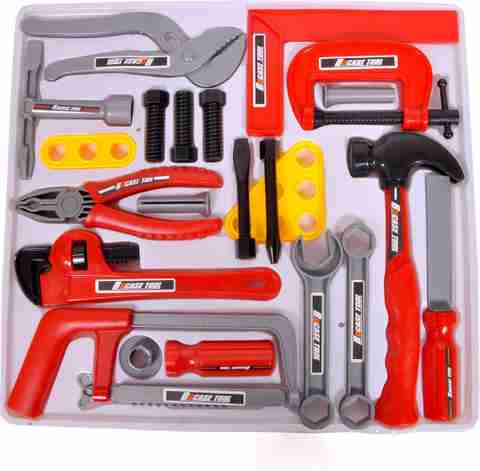 Toyvala Kids 20 Piece Portable Engineering Toy Tool Kit Play Set For ...