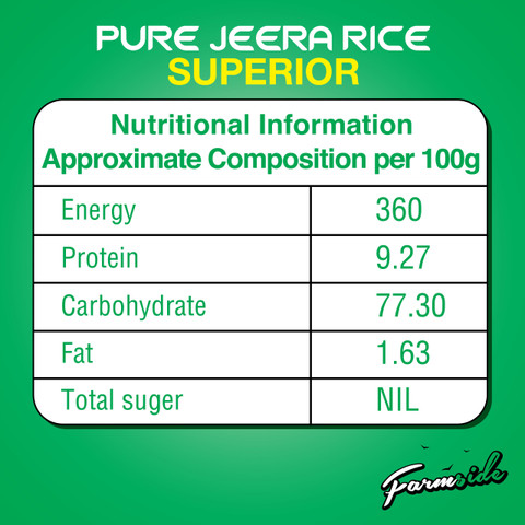 farmside Pure Jeera Rice Superior (1Kg x 5) 5Kg Ziploc Bag Jeera Samba ...