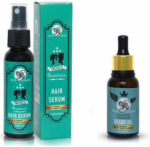 RICH FARMER Combo Pack of Serum & Beard Oil for Men Vitamin E for Healthy  Skin Bread & Mustache Hair Growth Oil Price in India - Buy RICH FARMER  Combo Pack of