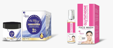 QUEEN BEAUTY Skin Whitening Cream & Glutathione Facewash Price in India