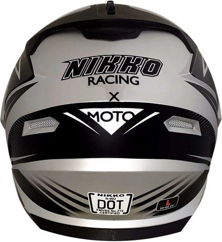 NIKKO N-902 SILVER BLACK ADVENTURE-GLOSSY-LARGE-MODULAR HELMET
