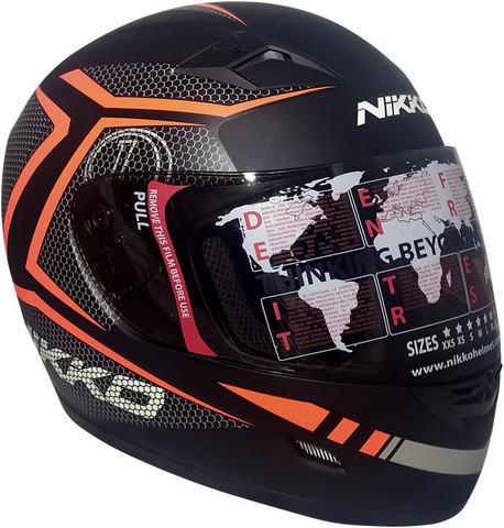 NIKKO N-800T BLACK ORANGE EVOLUTION-MATT-LARGE-FULL FACE HELMETS