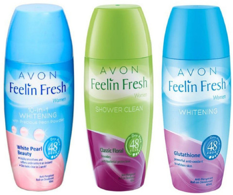 jarrow formulas reduced glutathione AVON Feelin Fresh Antibacterial Deodorant Roll-On For Women set of 3 , 40  ML Each Deodorant Roll-on - For Women